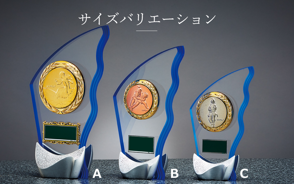 スタイリッシュな形が人気のアクリル製表彰楯のサイズバリエーション JW-S-6167