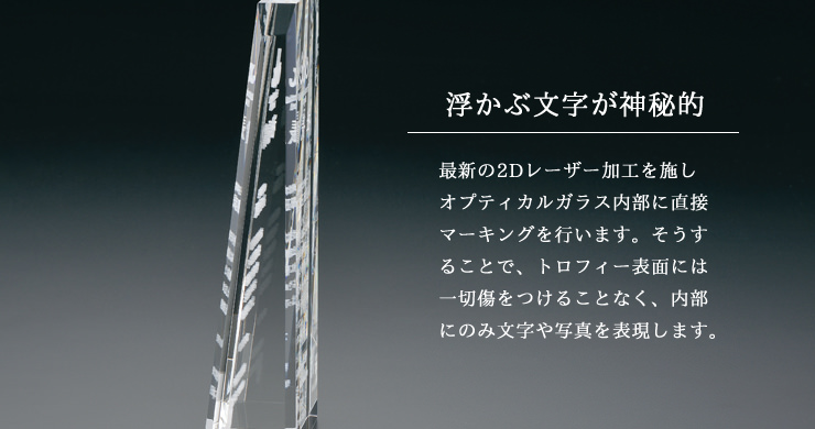 JW-SHD-7076 神秘的な2Dレーザー加工が美しいオリジナルのクリスタルトロフィー