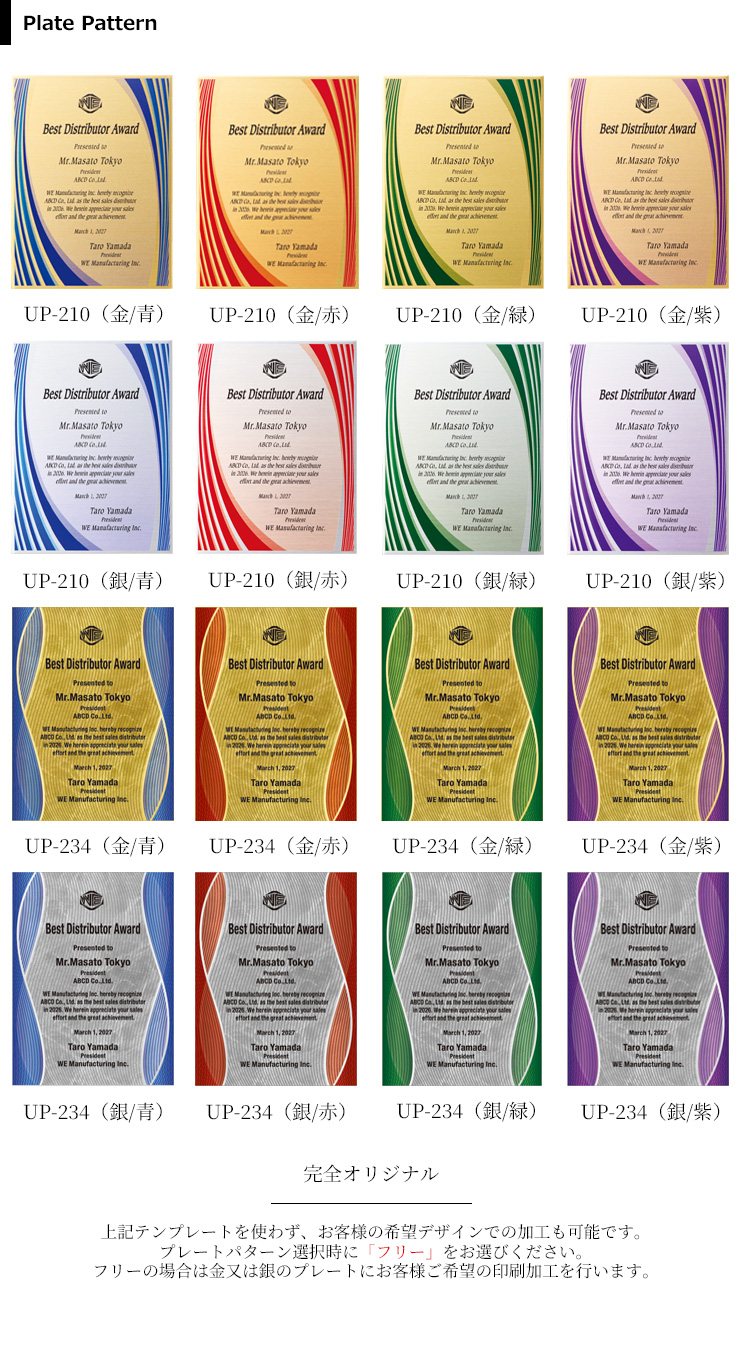 プレート選択パターン JW-SHV-7805