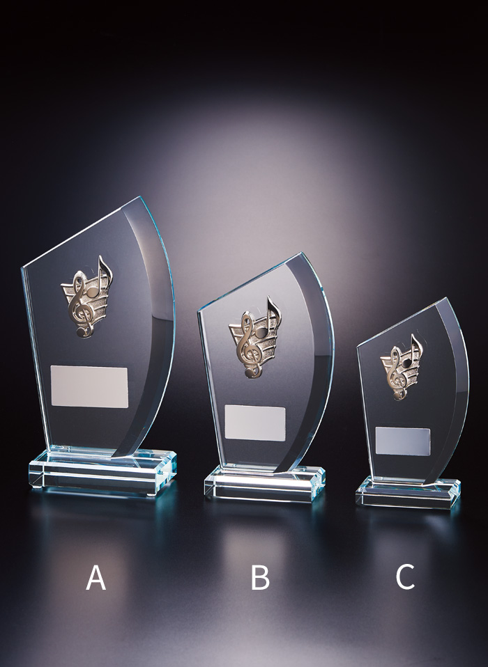 音楽用クリスタルトロフィー JW-SW-5026｜高さ15.0センチ／重さ350g～