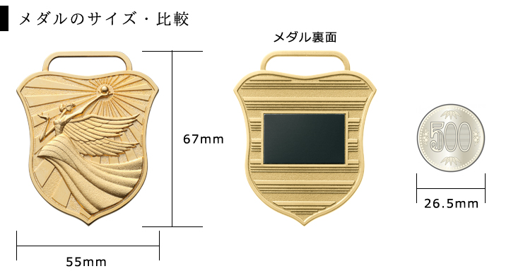 JW-ZM　剣道メダルのサイズとサイズ比較のご紹介