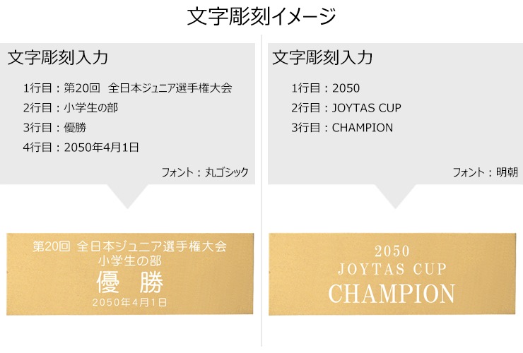 アルミプレートゴールド文字彫刻イメージ