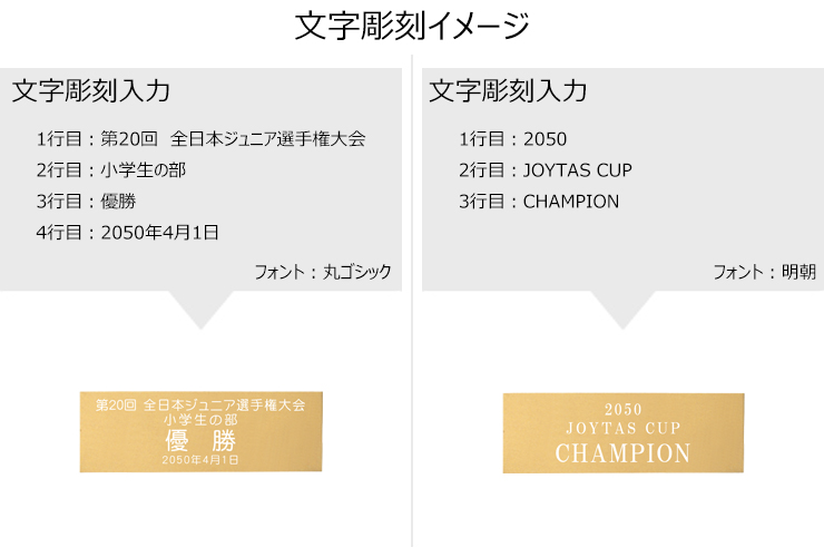アルミプレートゴールド文字彫刻イメージ